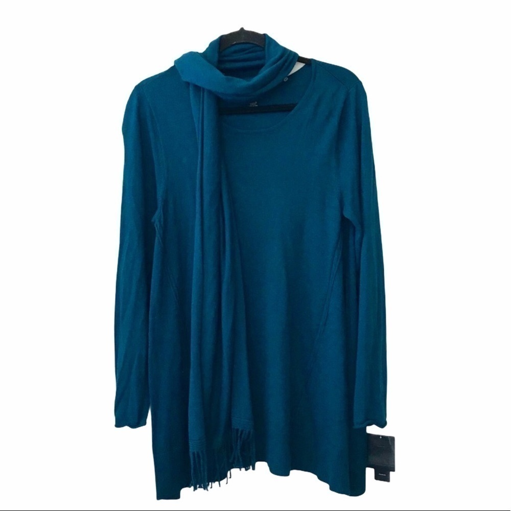 Alfani Teal Sweater with Removable Scarf